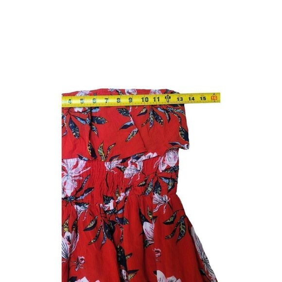 SIM & SAM Women's Floral Strapless Red Maxi Lined Small - Picture 6 of 7